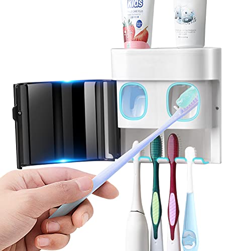 GFWARE Toothbrush Holder Toothpaste Dispenser Wall Mounted with - Product Imagery