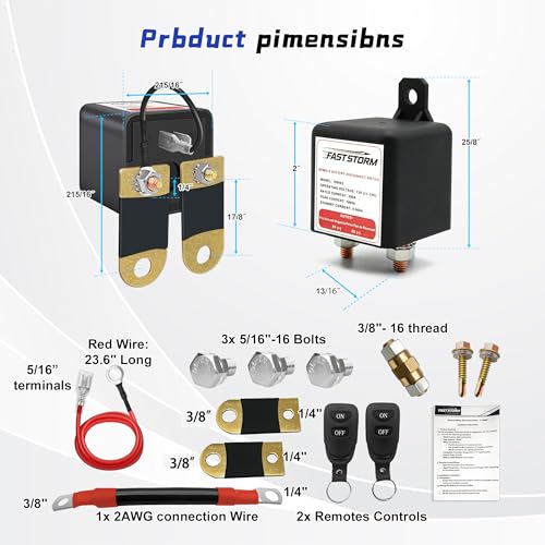 3/8" Side Post Remote Battery Disconnect Switch 12V Battery Kill - Product Imagery