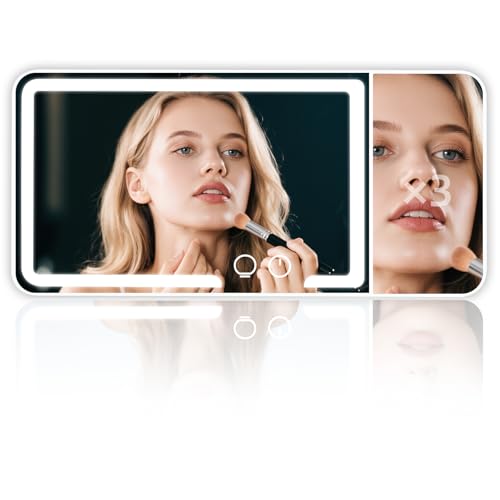 LED Car sun visor vanity mirror, equipped with 3x magnifying - Product Imagery