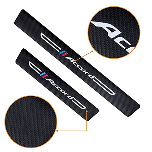 4PCS Carbon Fiber & Textured Leather Car Door Sill Protectors, - Product Imagery