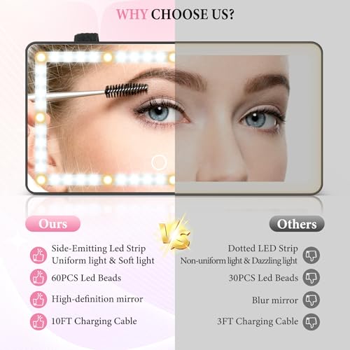 SINGARO Car Sun Visor Vanity Mirror - Rechargeable Makeup Mirror - Product Imagery