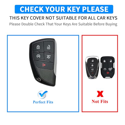 QBUC for Chevy Genuine Leather Key Fob Cover 6-Buttons (Dark - Product Imagery
