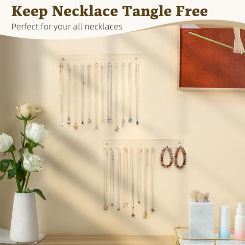 Acrylic Necklace Holder 2 Pack Wall Mounted Necklace Organizer - Product Imagery