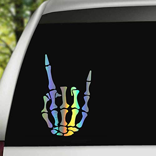 Rock on Skeleton Hand Sticker, Rock N Roll Sticker, Skull Decal - Product Imagery