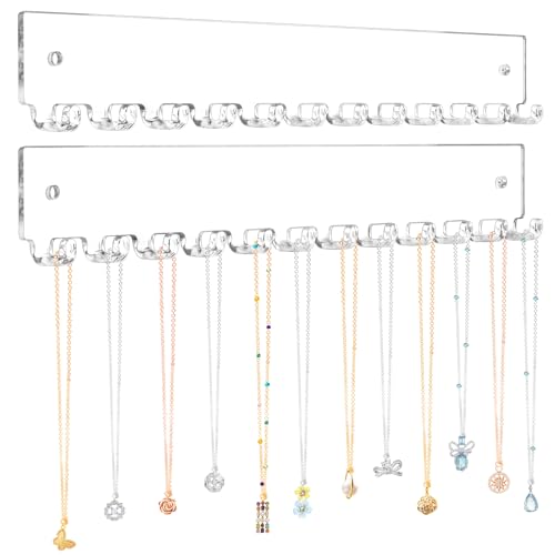 Acrylic Necklace Holder 2 Pack Wall Mounted Necklace Organizer - Product Imagery