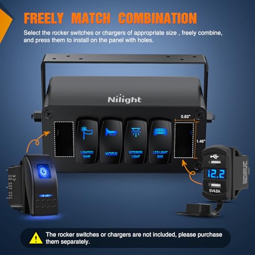 Nilight 6 Gang Rocker Switch Box Detachable Housing 6 Holes - Product Imagery