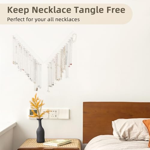 Acrylic Necklace Holder 2 Pack Wall Mounted Necklace Organizer - Product Imagery