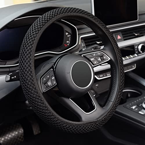 KAFEEK Elastic Stretch Steering Wheel Cover, Universal 15 Inch, - Product Imagery