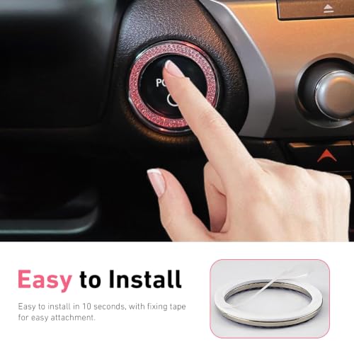 2PCS Car Push Start Button Cover Ring, Diamond Rhinestone Push - Product Imagery