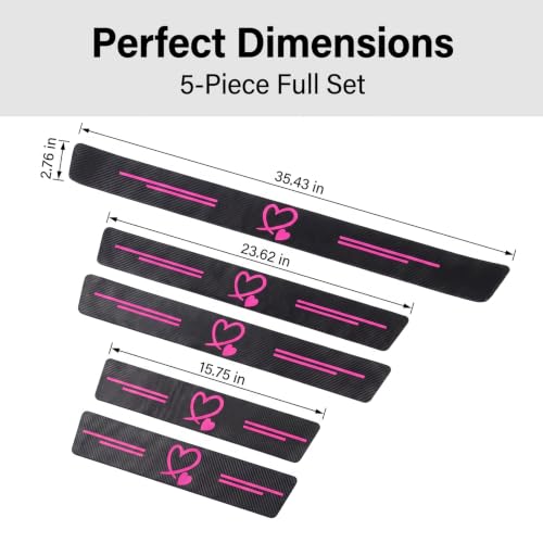 5 PCS Car Door Sill Guard Stickers, Carbon Fiber Heart Pattern - Product Imagery