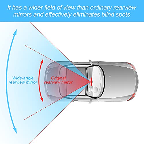 8sanlione 12 Inch Panoramic Car Rearview Mirror, White - Product Imagery