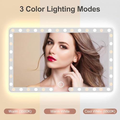 Car Sun Visor Vanity Mirror, 3 Light Modes & 60 LEDs, - Product Imagery