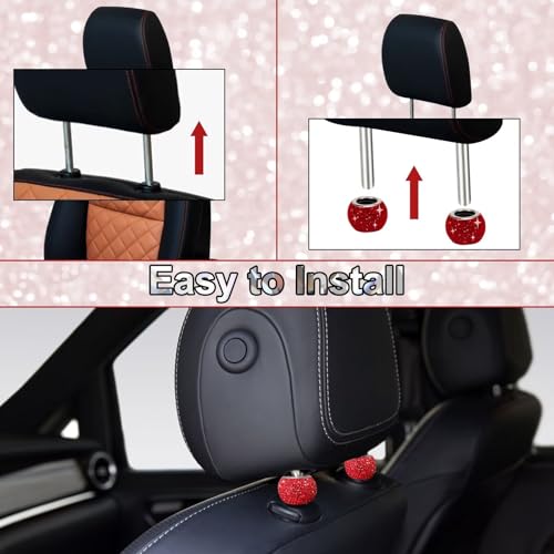 BFXM 4 Pcs Car Headrest Collars, Bling Head Rest Collars Rings - Product Imagery