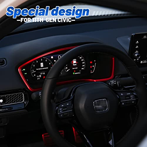 Thenice Interior Dash Board Trims for Honda Civic 2022-2026 -Red - Product Imagery
