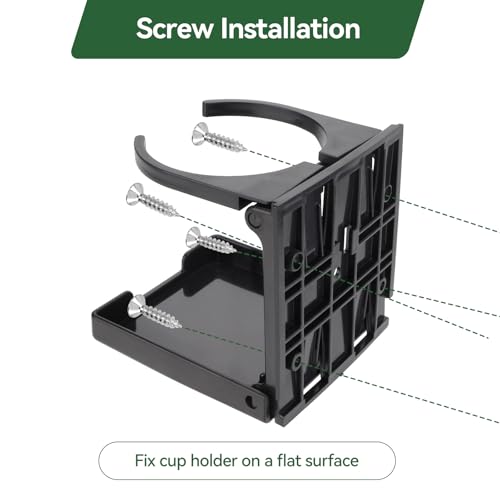 2pcs Adjustable Cup Holder, Boat Cup Holder Foldable, ABS, Black - Product Imagery