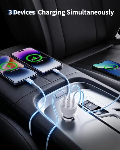 3-Port 70W Fast Car Charger for iPhone 14 13 12 11 Pro Max SE XR - Product Imagery
