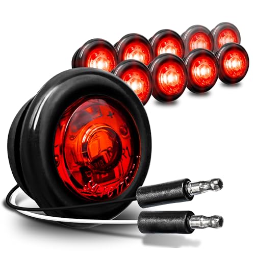 TRUE MODS 10pc 3/4" Inch Red Round LED Trailer Clearance Marker - Product Imagery