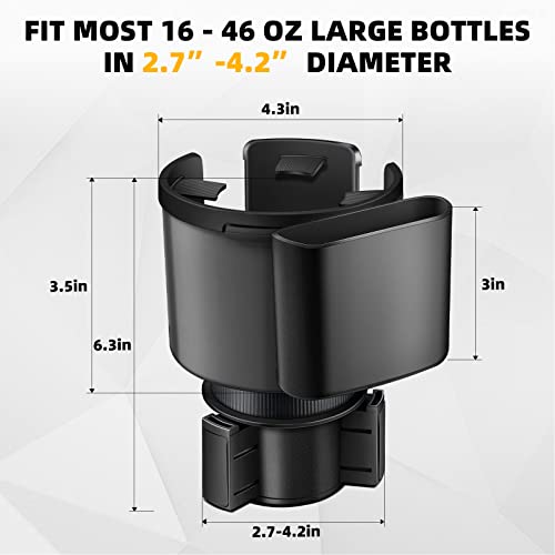 TYKOR Car Cup Holder Expander with Adjustable Base, Fits Bottles - Product Imagery