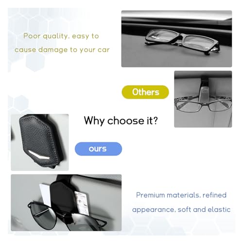 Dickno Sunglasses Holder for Car Sun Visor, Magnetic Leather - Product Imagery