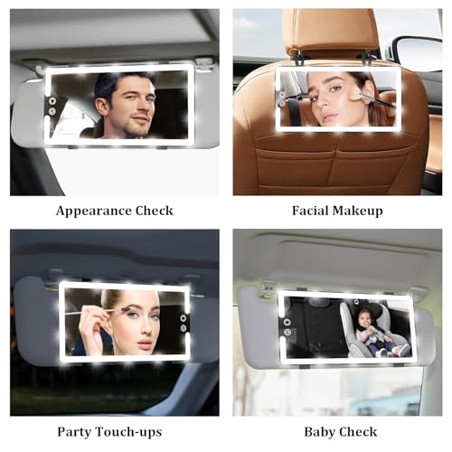 Led Sun Visor Vanity Mirror, Upgraded Large Car Mirrors with - Product Imagery