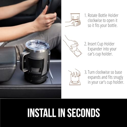 GORILLA GRIP Patent Pending Adjustable Car Cup Holder Expander, - Product Imagery