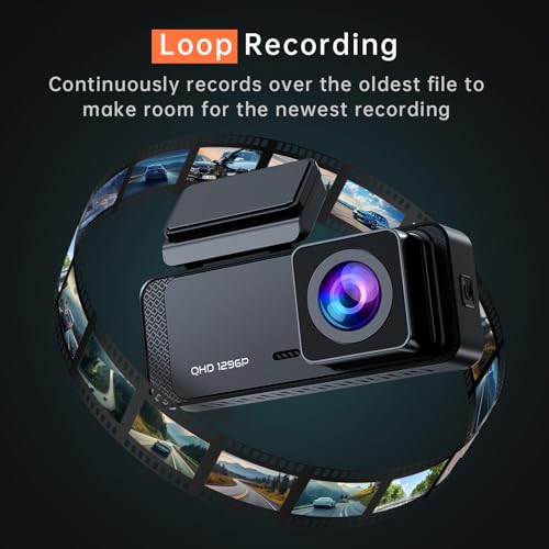 Veement 1296P Dash Cam Front, WiFi Dash Camera for Cars with App - Product Imagery