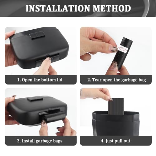 IHOTDER 2PCS Car Trash Can with Lid + 60PCS Garbage Bag,Mini - Product Imagery