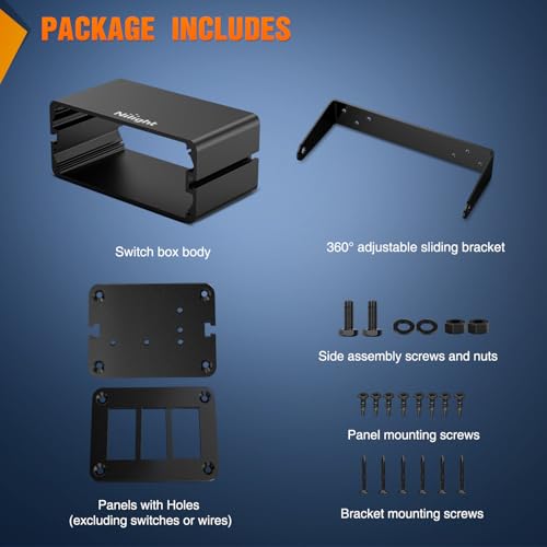 Nilight 3 Gang Rocker Switch Box Detachable Housing 3 Holes - Product Imagery