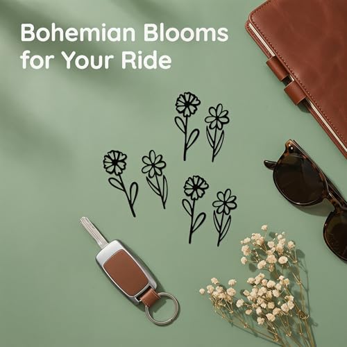WZP 4PCS Flower Rear View Mirror Sticker, Cute Flowers Rearview - Product Imagery