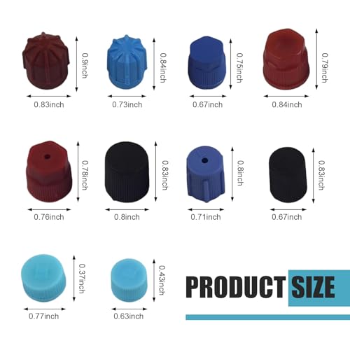 26PCS R12 R134a AC Caps for Car, 10 Size Air Conditioning Port - Product Imagery