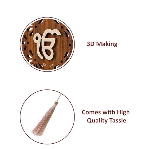 Thick 3D Khanda Sahib Punjabi CAR Rear View Mirror Hanging | - Product Imagery