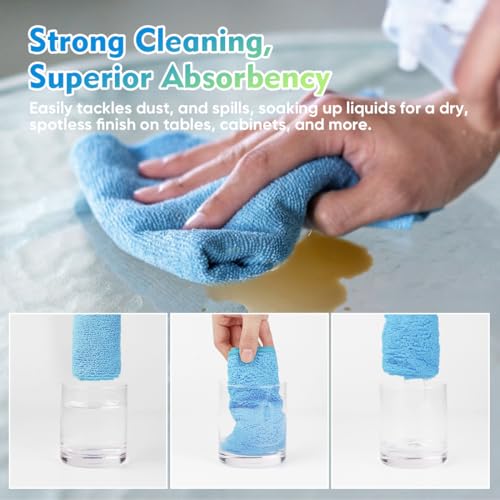 HOMEXCEL Blue Microfiber Cleaning Cloth 6 Pack 12.5 x 12.5 inch - Product Imagery