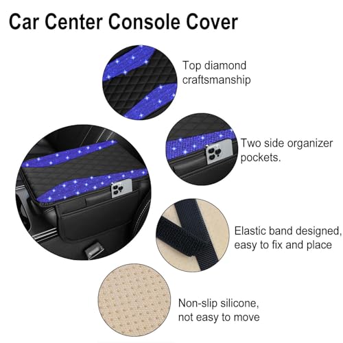 NBTEPEM Bling Car Center Console Cover, Leather Arm Rest Cover - Product Imagery