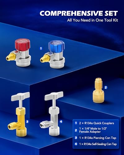 OMT AC Gauge Set for R134a, R12, R22, and R502, 5 ft Hoses - Product Imagery