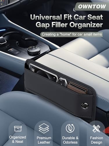 Premium Leather Car Seat Gap Filler Organizer (0.2”-1.2" Gaps), - Product Imagery