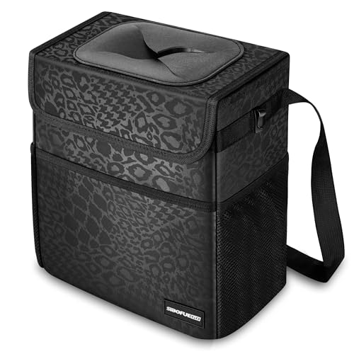 SIBOFUEGO Cute Car Trash Can with Lid, Collapsible, Leak-Proof, - Product Imagery