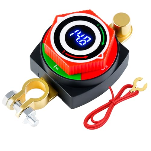 UYYE Battery Disconnect Switch with Voltage Meter Display, 5-80V - Product Imagery
