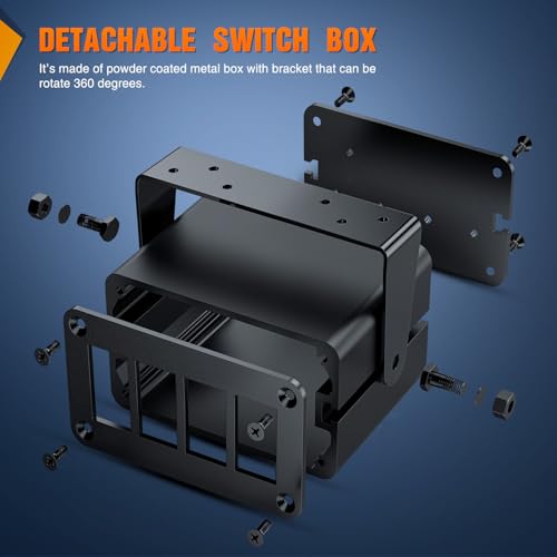 Nilight 4 Gang Rocker Switch Box Detachable Housing 4 Holes - Product Imagery
