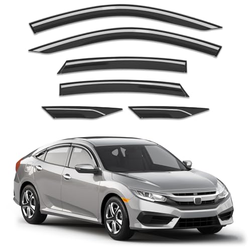 Out-Channel Window Visors Rain Guards for Honda Civic Sedan - Product Imagery