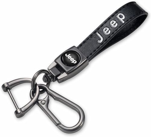 Genuine Leather Car Key Chain Compatible with Jeep Keychain Key - Product Imagery