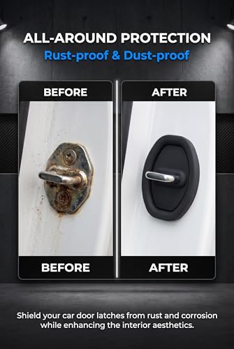 4 PCS Car Door Latch Guard, Silicone Car Door Latch Covers, Black - Product Imagery