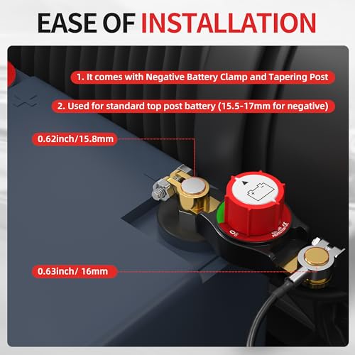Joinfworld Top Post Battery Disconnect Switch 12V-48V Battery - Product Imagery