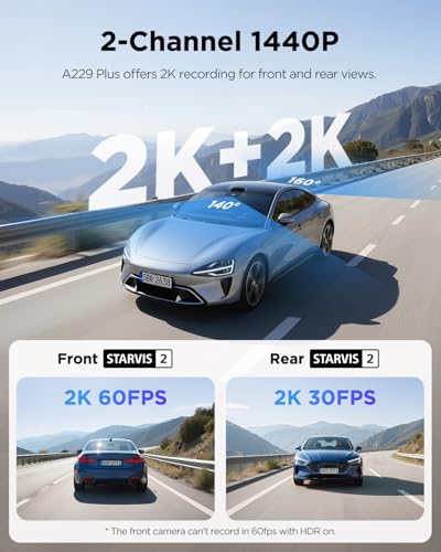 VIOFO A229 Plus Dash Cam Front and Rear, 2K Dual STARVIS 2 - Product Imagery