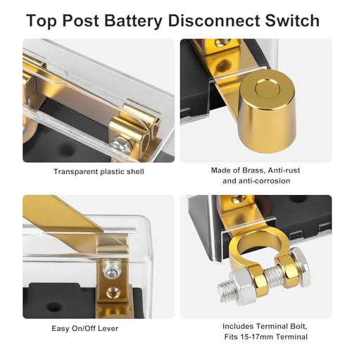 Linkstyle 2PCS Battery Disconnect Switch 12V 24V, Vertical Knife - Product Imagery