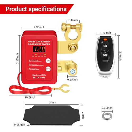 12V Smart Battery Disconnect Switch with Remote Control - - Product Imagery