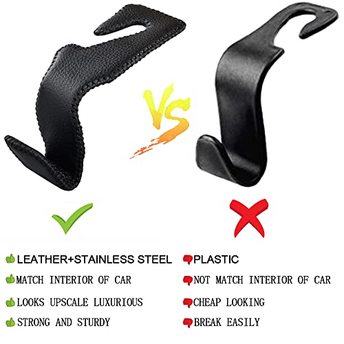 2 Pack Car Headrest Hooks, Microfiber Leather & Alloy Purse Hook - Product Imagery