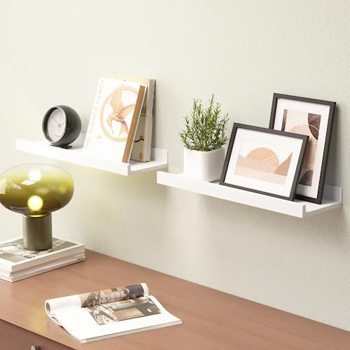 Boswillon Floating Shelves Set of 2, Small Wall Shelf with Lip, - Product Imagery