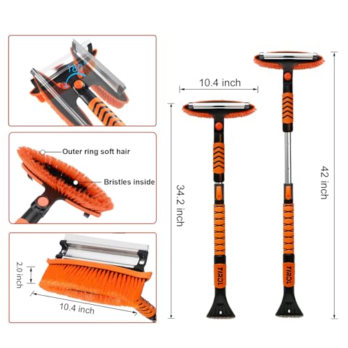 42'' Ice Scraper and Extendable Snow Brush Emergency Snow Shovel - Product Imagery