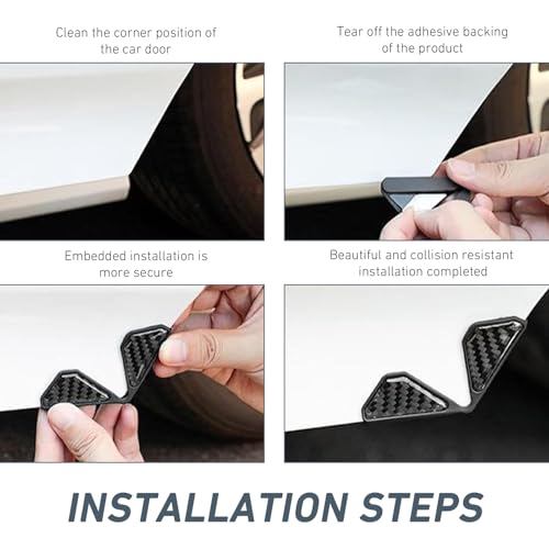 2 PCS Car Door Corner Edge Guards, 2.1" x 2.1" Carbon Fiber - Product Imagery