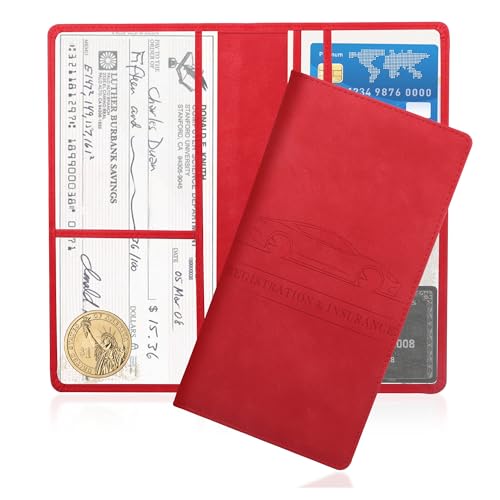 Car Registration and Insurance Holder,PU Leather Car Glove Box - Product Imagery